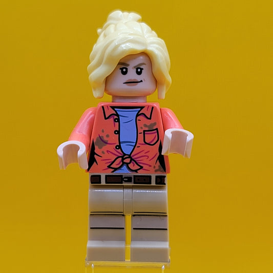 Dr. Ellie Sattler Coral Shirt With Dark Tan Dirt Spots Ponytail Minifigure Lego jw107