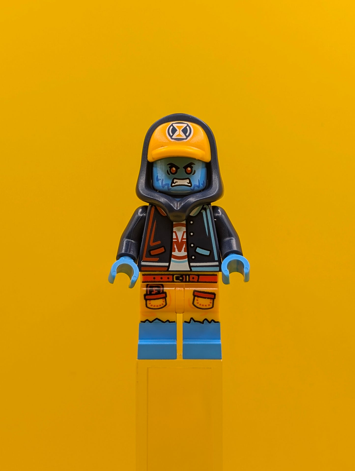 Logan drm060 Dark Blue Hoodie, Bright Light Orange Cap Dreamzzz Lego Minifigure