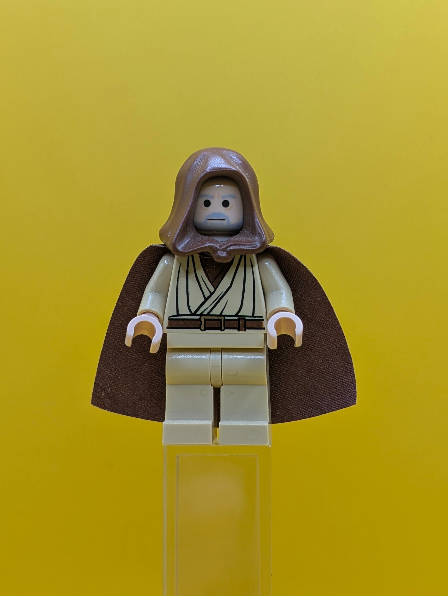 Obi-Wan Kenobi sw0206 Old, Light Nougat, Reddish Brown Hood and Cape Star Wars Lego Minifigure