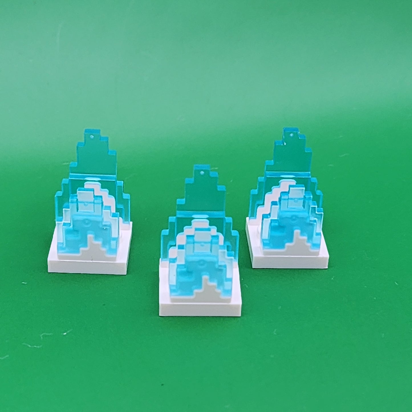 Lego 3x Wave Pixelated Flame 2x2 Plate Minecraft White Trans-Blue
