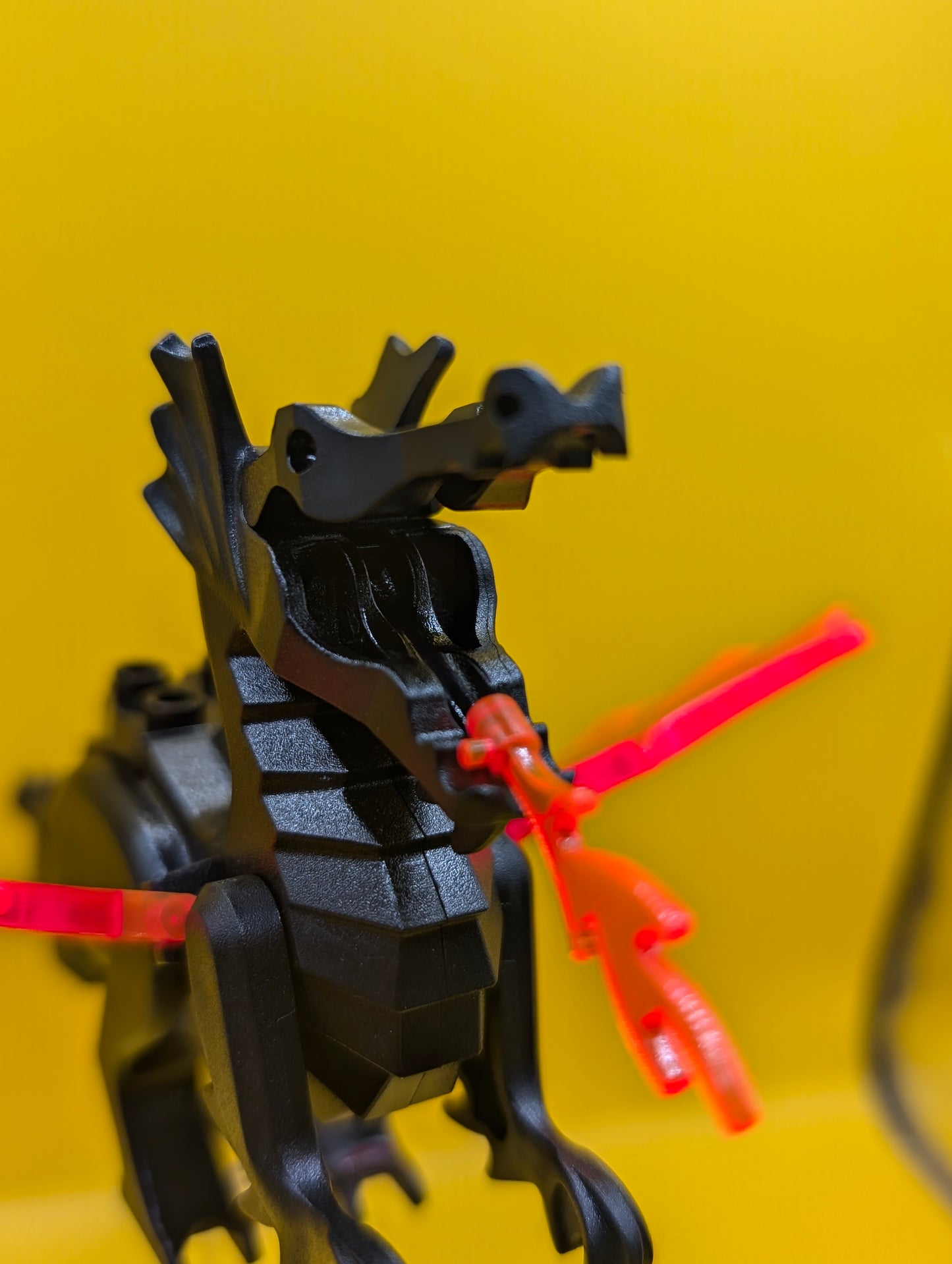 Classic Black Dragon 6129c04 with Trans-Neon Orange Wings Lego Animal Part