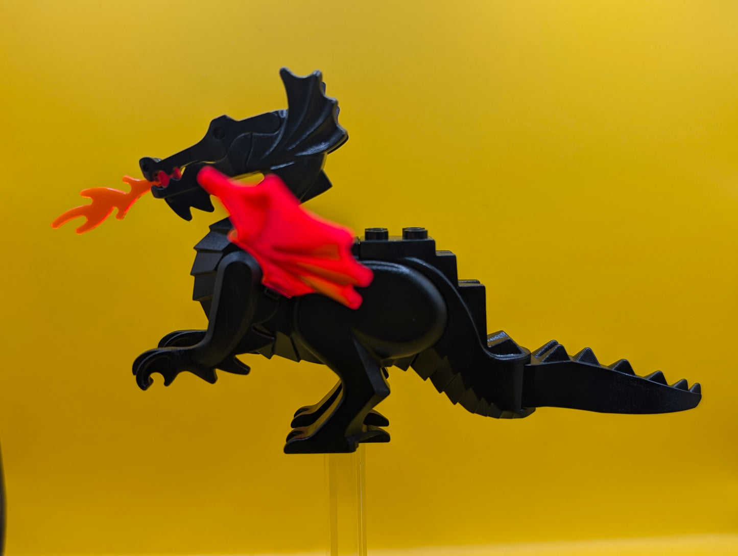 Classic Black Dragon 6129c04 with Trans-Neon Orange Wings Lego Animal Part