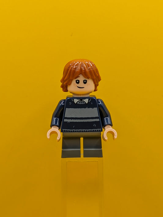 Ron Weasley hp477 Dark Blue Striped Sweater, Dark Bluish Gray Short Legs Minifigure Lego