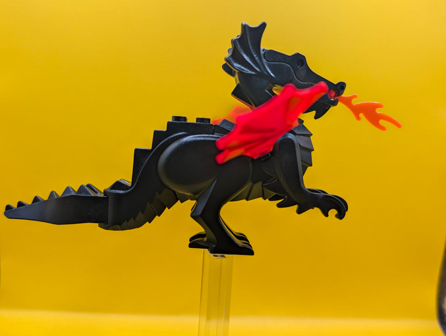 Classic Black Dragon 6129c04 with Trans-Neon Orange Wings Lego Animal Part