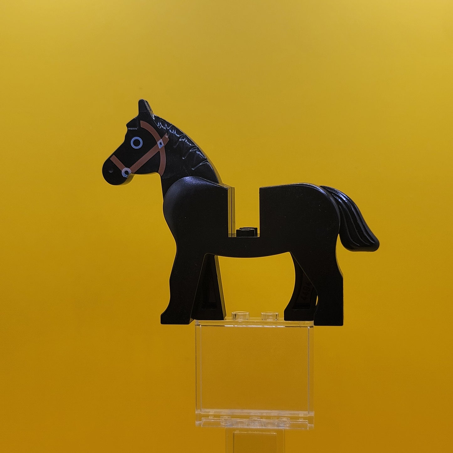 Black Horse 4493c01pb02 with Black Eye Circled with White Brown Bridle Pattern Lego