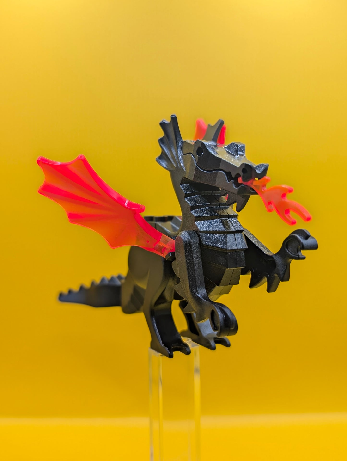 Classic Black Dragon 6129c04 with Trans-Neon Orange Wings Lego Animal Part