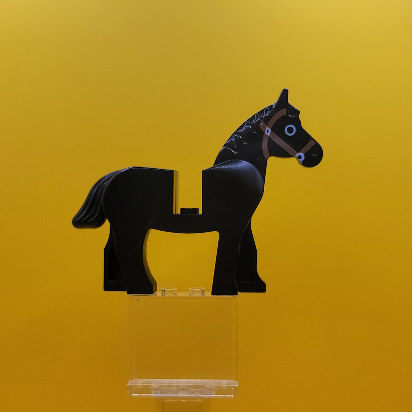 Black Horse 4493c01pb02 with Black Eye Circled with White Brown Bridle Pattern Lego