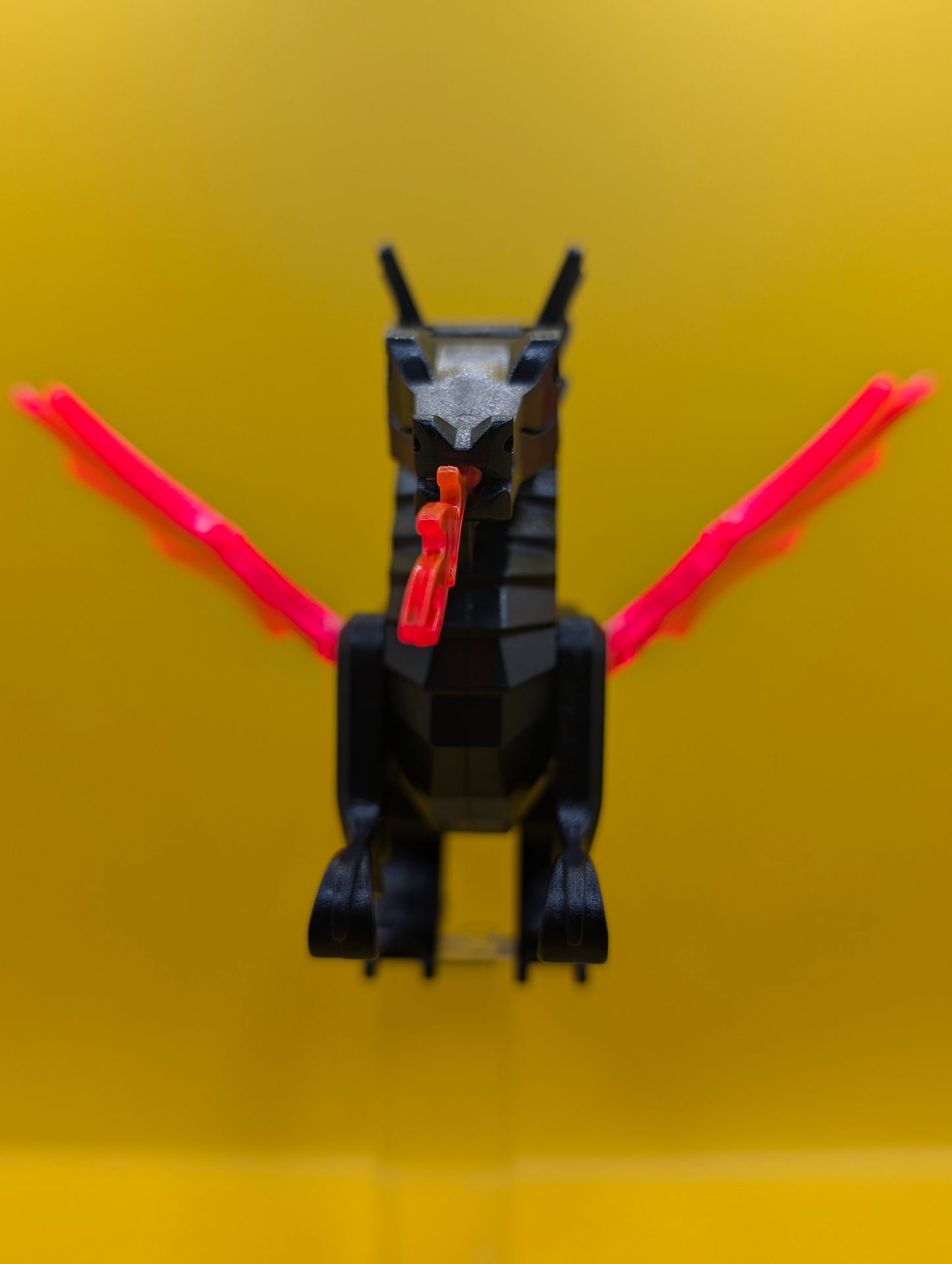 Classic Black Dragon 6129c04 with Trans-Neon Orange Wings Lego Animal Part